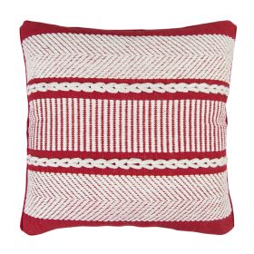 Red and White Woven Throw Pillow 20"SQ