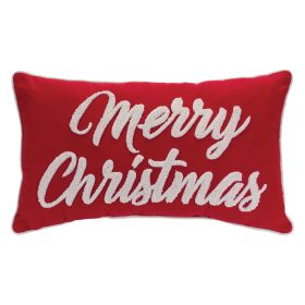 Red Merry Christmas Throw Pillow 19"L