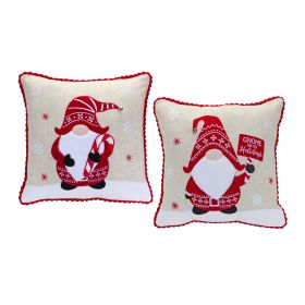 Embroidered Gnome and Nordic Snowflake Pillow (Set of 2)