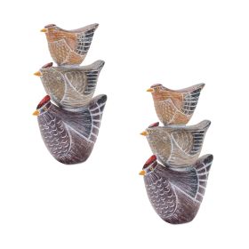 Etched Chicken Stacking Figurine with Wood Grain Design (Set of 2)