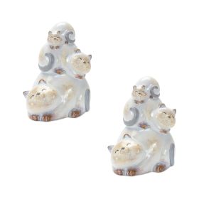 Happy Cat Terra Cotta Stacking Figurine (Set of 2)