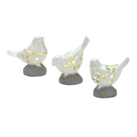 LED Lighted Perched Bird Figurine (Set of 3)