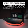 La Crosse Technology Wireless Charging Alarm Black LCD Clock with Glowing Lighted Base, 617-148