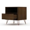 Manhattan Comfort Rockefeller 1.0 Mid-Century Modern 1-Drawer Nightstand in Brown