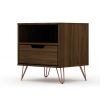 Manhattan Comfort Rockefeller 1.0 Mid-Century Modern 1-Drawer Nightstand in Brown