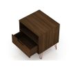 Manhattan Comfort Rockefeller 1.0 Mid-Century Modern 1-Drawer Nightstand in Brown