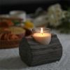 3.54'' H Rustic Washed Gray Wooden Single Compartment Candle Holder