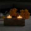 8.66'' L Brown Dual-Compartment Wooden Candle Holder