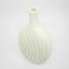 Elegant White Textured Flat Wooden Vase with Leaf Design