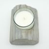 3.54'' H Rustic Washed Gray Wooden Single Compartment Candle Holder