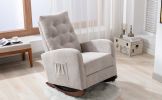 Baby Room High Back Rocking Chair Nursery Chair , Comfortable Rocker Fabric Padded Seat ,Modern High Back Armchair